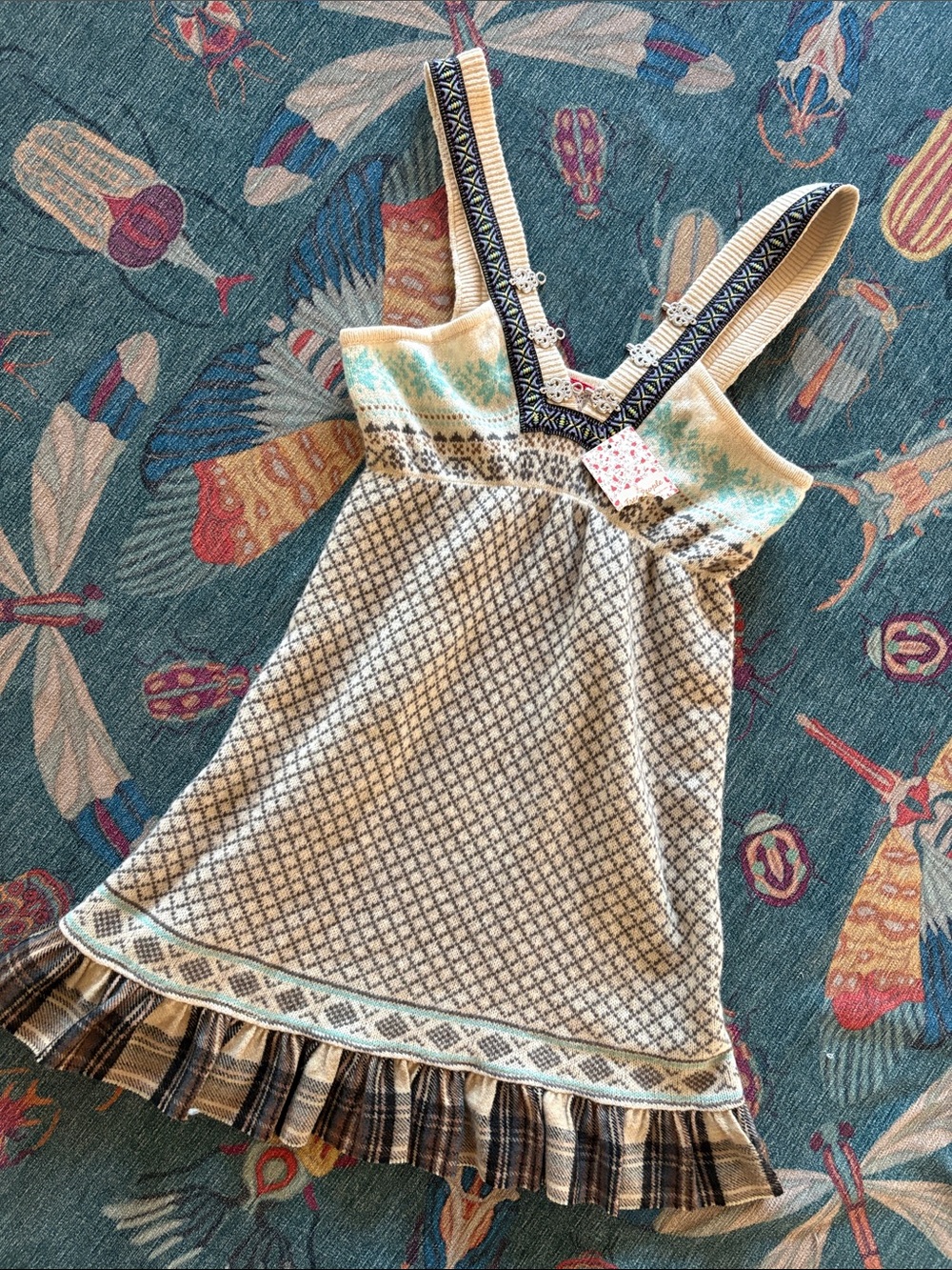 Vintage Y2K NWT Free People wool Nordic fairisle Kai dress M